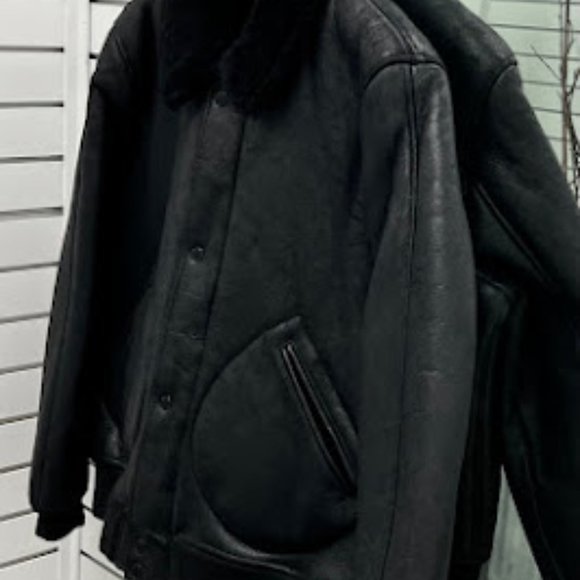 Chevignon Men's Aviator Black Leather Jacket Size XXL - Picture 7 of 14